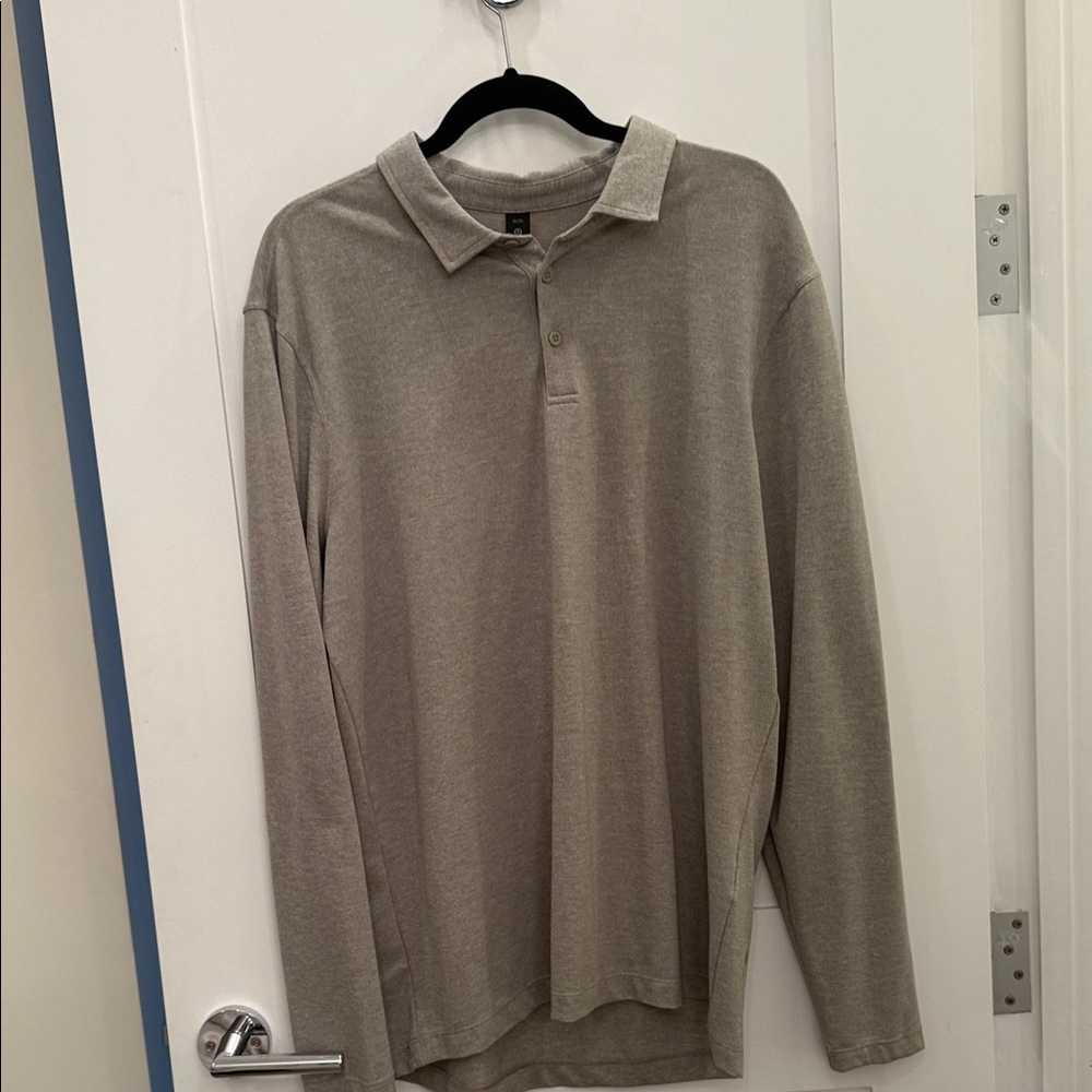 lululemon XL Men's Tan long sleeved Polo Shirt